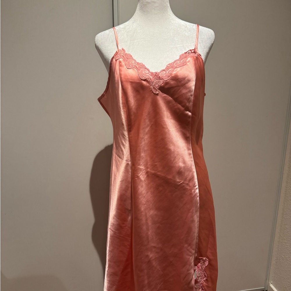 Delicates Coral Satin Chemise